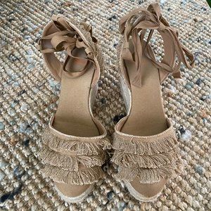 Castaner Frayed Lace-Up Wedges